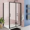 Toreno Matt Black 1000 X 800mm Sliding Door Shower Enclosure Without Tray