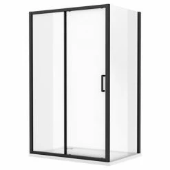 Toreno Matt Black 1000 X 800mm Sliding Door Shower Enclosure + Pearlstone Tray -Dream Bathroom Shop BLK108SDE d2 460