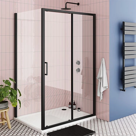 Toreno Matt Black 1000 X 900mm Sliding Door Shower Enclosure Without Tray 1 Toreno Matt Black 1000 X 900mm Sliding Door Shower Enclosure Without Tray