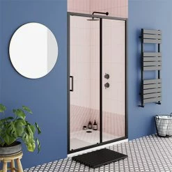 Toreno Matt Black 1100 X 1850 Sliding Shower Door