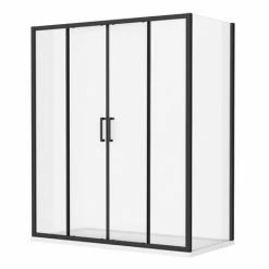 Toreno Matt Black 1400 X 700mm Double Sliding Door Shower Enclosure Without Tray -Dream Bathroom Shop BLK147SDENT d2 460