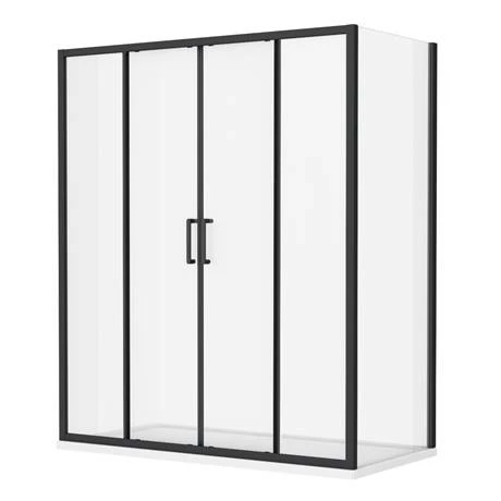 Toreno Matt Black 1400 X 900mm Double Sliding Door Shower Enclosure Without Tray 3 Toreno Matt Black 1400 X 900mm Double Sliding Door Shower Enclosure Without Tray - Image 3