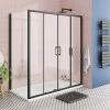 Toreno Matt Black 1700 X 700mm Double Sliding Door Shower Enclosure Without Tray