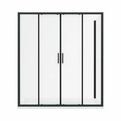 Toreno Matt Black 1700 X 800mm Double Sliding Door Shower Enclosure + Pearlstone Tray -Dream Bathroom Shop BLK178SDE d4 460