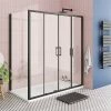 Toreno Matt Black 1700 X 800mm Double Sliding Door Shower Enclosure + Pearlstone Tray