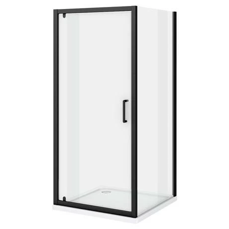Toreno Matt Black 800 X 800mm Pivot Door Shower Enclosure Without Tray 3 Toreno Matt Black 800 X 800mm Pivot Door Shower Enclosure Without Tray - Image 3