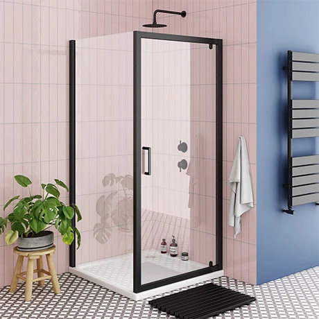 Toreno Matt Black 800 X 800mm Pivot Door Shower Enclosure Without Tray 1 Toreno Matt Black 800 X 800mm Pivot Door Shower Enclosure Without Tray