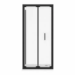 Toreno Matt Black 900 X 900mm Bi-Fold Door Shower Enclosure + Pearlstone Tray -Dream Bathroom Shop BLK9BFSE d4 460