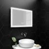 Toreno 700x500mm LED Illuminated Mirror Inc. Anti-Fog, Digital Clock & Touch Sensor - MIR009