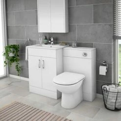 Toreno 1100mm Gloss White Vanity Unit Bathroom Suite - Depth 400/200mm -Dream Bathroom Shop MOD1100PAN d5 460