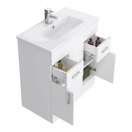 Toreno 1300mm Gloss White Vanity Unit Bathroom Suite - Depth 400/200mm 4 Toreno 1300mm Gloss White Vanity Unit Bathroom Suite - Depth 400/200mm - Image 4