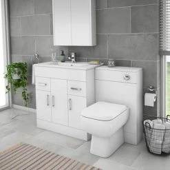 Toreno 1300mm Gloss White Vanity Unit Bathroom Suite - Depth 400/200mm 11 Toreno 1300mm Gloss White Vanity Unit Bathroom Suite - Depth 400/200mm -Dream Bathroom Shop MOD1300 n d1 460