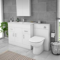 Toreno 1500mm Gloss White Vanity Unit Bathroom Suite - Depth 400/200mm 11 Toreno 1500mm Gloss White Vanity Unit Bathroom Suite - Depth 400/200mm -Dream Bathroom Shop MOD1500 n d3 460