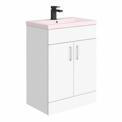 Toreno 600 Basin Unit - High Gloss White With Matt Pink Mid Edged Basin