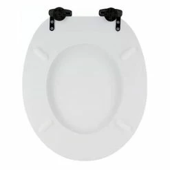 Toreno High Gloss White MDF Bottom Fixing Toilet Seat Matt Black Hinges -Dream Bathroom Shop MSC020 N MB d2 460