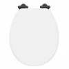 Toreno High Gloss White MDF Bottom Fixing Toilet Seat Matt Black Hinges