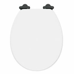 Toreno High Gloss White MDF Bottom Fixing Toilet Seat Matt Black Hinges