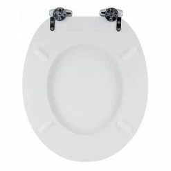 Toreno High Gloss White MDF Bottom Fixing Soft Close Toilet Seat With Chrome Hinges -Dream Bathroom Shop MSC020 detail2 460