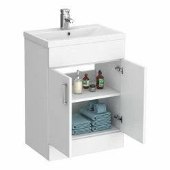 Toreno Basin Unit - 600mm Modern High Gloss White With Mid Edged Basin -Dream Bathroom Shop MVME600 detail1 460