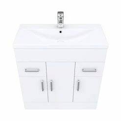 Toreno Basin Unit - 800mm Modern High Gloss White With Mid Edged Basin -Dream Bathroom Shop MVME800 D3 460 1