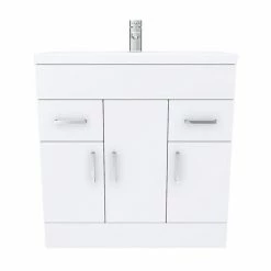 Toreno Basin Unit - 800mm Modern High Gloss White With Mid Edged Basin -Dream Bathroom Shop MVME800 D4 460