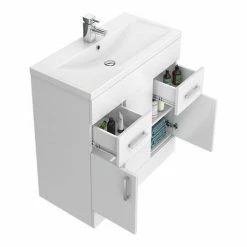 Toreno Basin Unit - 800mm Modern High Gloss White With Mid Edged Basin -Dream Bathroom Shop MVME800 d3 460