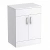 Toreno Floor Standing Countertop Vanity Unit - Gloss White - 605mm With Chrome Handles