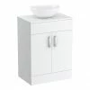 Toreno Countertop Vanity Unit - Gloss White With Chrome Handles - 605mm Inc. Basin