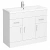 Toreno Basin Unit - 1000mm Modern High Gloss White With Mid Edged Basin