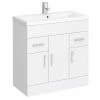 Toreno Basin Unit - 800mm Modern High Gloss White With Mid Edged Basin