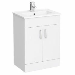 Toreno Vanity Sink With Cabinet - 600mm Modern High Gloss White