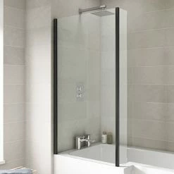 Toreno Matt Black L-Shape Bath Screen