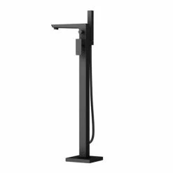 Toreno Modern Matt Black Floor Mounted Free-standing Bath Shower Mixer -Dream Bathroom Shop TBFST d3 460