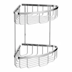 Toreno Modern 2 Tier Corner Fixed Wire Basket -Dream Bathroom Shop TR2TCRB d2 460