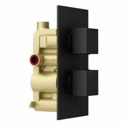 Toreno Matt Black Wall Mounted Waterfall Bath Filler + Concealed Thermostatic Valve 10 Toreno Matt Black Wall Mounted Waterfall Bath Filler + Concealed Thermostatic Valve -Dream Bathroom Shop TWMCTV BLK n detail3 460